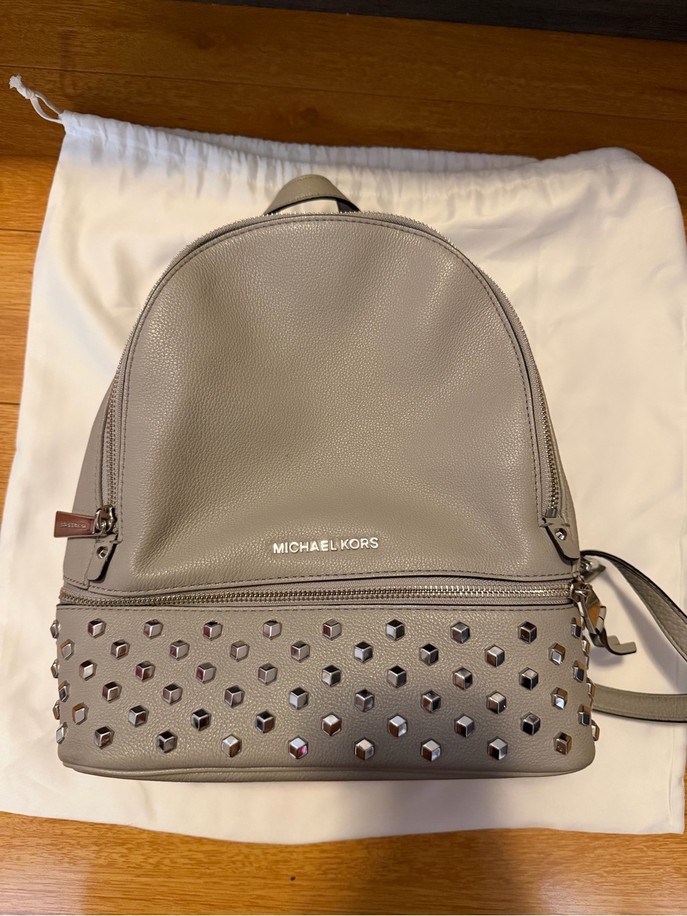 Michael Kors Grey Studded Leather Backpack